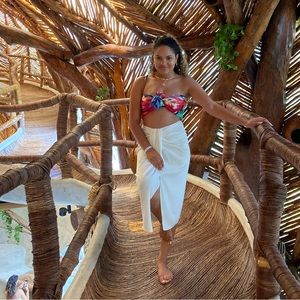 Zara white front knotted skirt womens Sz S